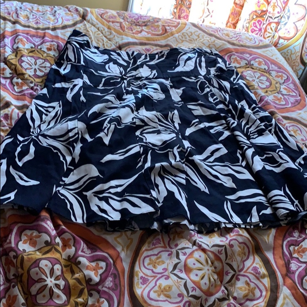 A black and white floral skirt